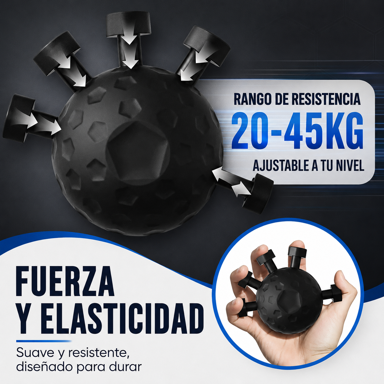 Entrenador de fuerza de mano ajustable 20-45kg